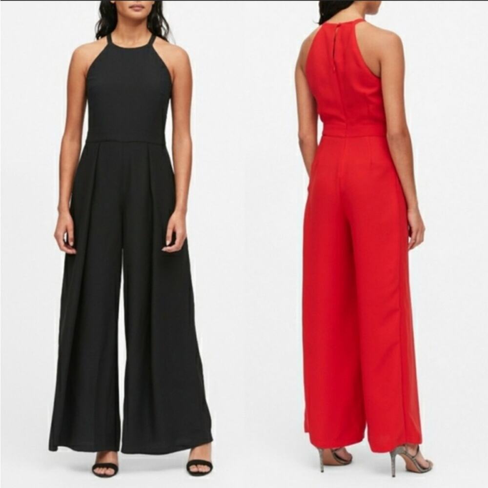 NWT Banana Republic Black Halter Wide Leg Jumpsuit 0 - Picture 2 of 8